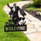 Set of 2 30"H Multi-functional 2-in-1 Metal Rabbit Silhouette with Welcome Sign Garden Yardstake, Wall Decor (KD)